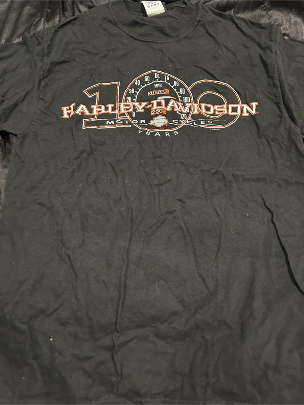 Harley-Davidson Black Tee with Orange and White Logo
